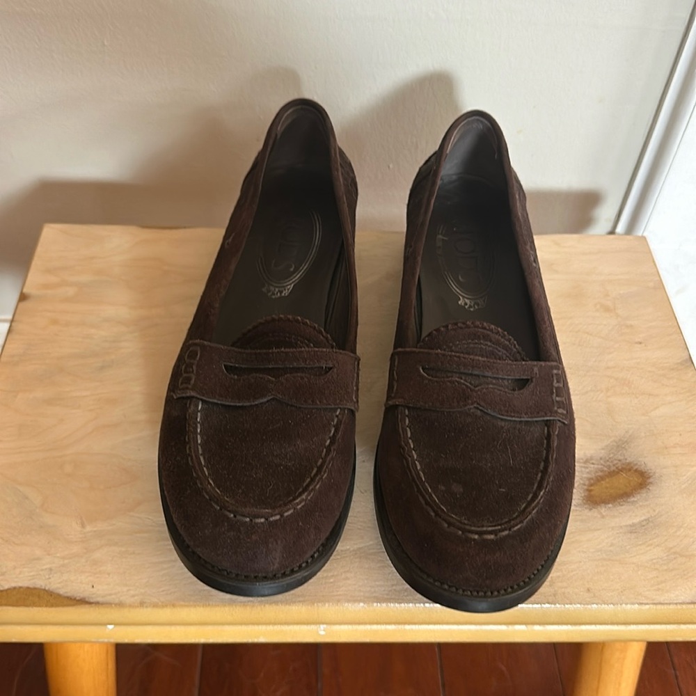 Tods brown suede-like loafers like new! Size 361 /2 or 5.5